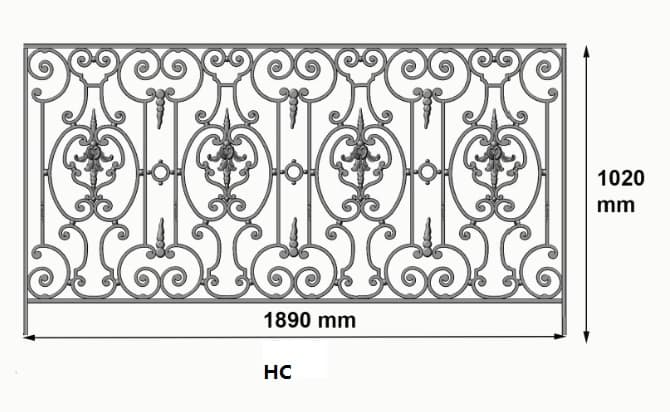Balustrade, udsmykket gelænder i støbejern - Thumbnail 2