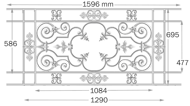 Balustrade, udsmykket gelænder i støbejern - Thumbnail 2