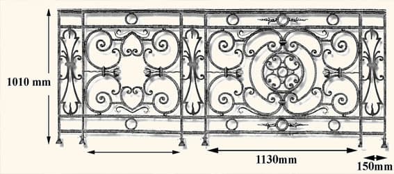 Balustrade, udsmykket gelænder i støbejern
