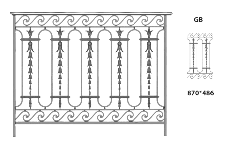 Balustrade, udsmykket gelænder i støbejern