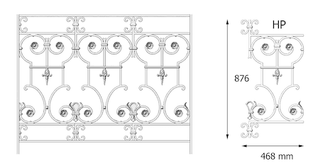 Balustrade, udsmykket gelænder i støbejern