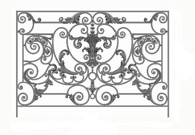 Balustrade, udsmykket gelænder i støbejern