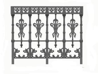 Balustrade, udsmykket gelænder i støbejern
