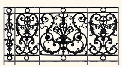Balustrade, udsmykket gelænder i støbejern