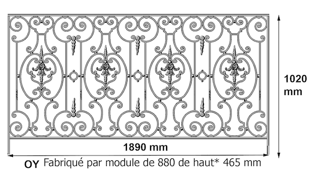 Balustrade, udsmykket gelænder i støbejern