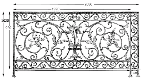 Balustrade, udsmykket gelænder i støbejern