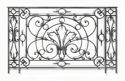 Balustrade, udsmykket gelænder i støbejern