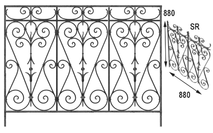 Balustrade, udsmykket gelænder i støbejern